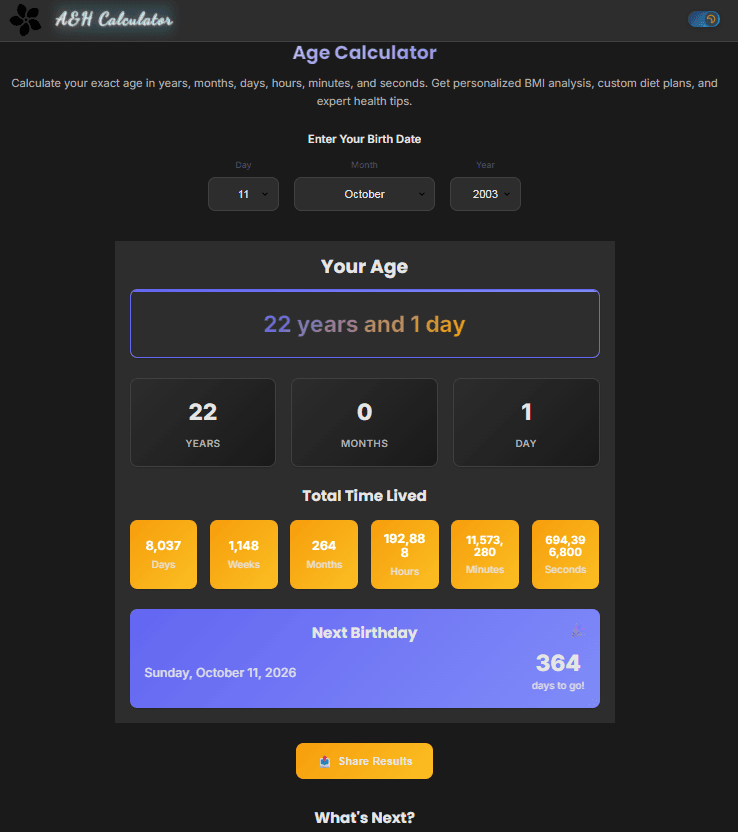 Age Calculator & Health Hub
